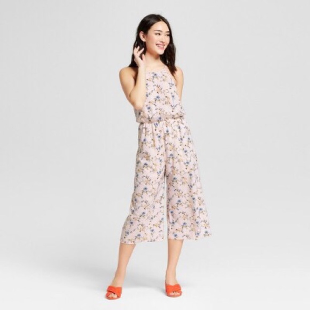 Pink Stripe and Floral Jumpsuit